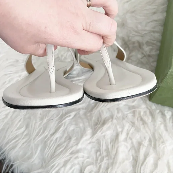 Gucci Calfskin Double G Thong Flat Sandals 36.5 Mystic White - Picture 9 of 14